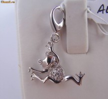 Pandant-charm broscuta din aur+ag ornat cu 12 BRILIANTE foto