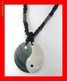 Lant Fantezie Margele-Lemn Pandantiv Abalone Yin-Yang LFAN-009 foto
