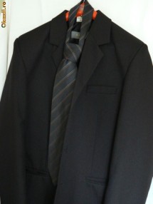 Costum barbatesc negru, sacou + pantalon + cravata foto