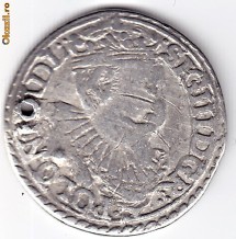 Polonia TRIPLUGROS-TROJAK argint 1597,Sigismund III,moneda din salba foto