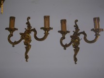 LICHIDARE STOC! Pereche aplice vechi din bronz masiv aurit ,in stil rococo foto