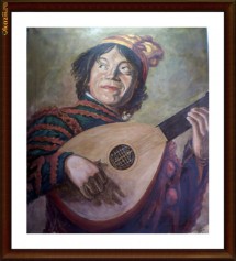 Pictura veritabila, tablou vechi in ulei pe panza - Jester with a Lute - dupa Frans Hals foto