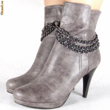Botine dama/dame/femei gri casual cu toc (cod AM919) foto