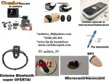 OFERTA! Vindem casti cu microvibratii pe timpan, microcasti pentru copiat, handsfree-uri telefoane fara fir invizibile,sisteme de copiat foto