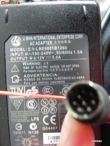 Alimentator Incarcator Monitor LCD Li Shin 12V 5A 8 Pini foto