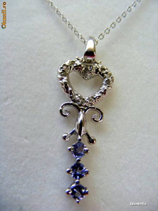 Lantisor ag pandativ Cheita ornat .50ct Tanzanite si Diamante foto mare
