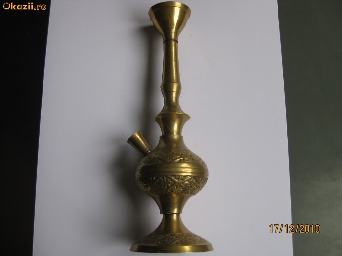 NARGHILEA DECORATIVA DE COLECTIE DIN BRONZ foto mare