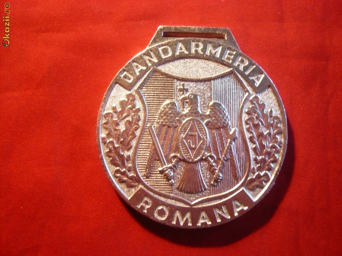 Medalie -Centenarul Jandarmeriei Romane ,aluminiu,d=6cm foto mare