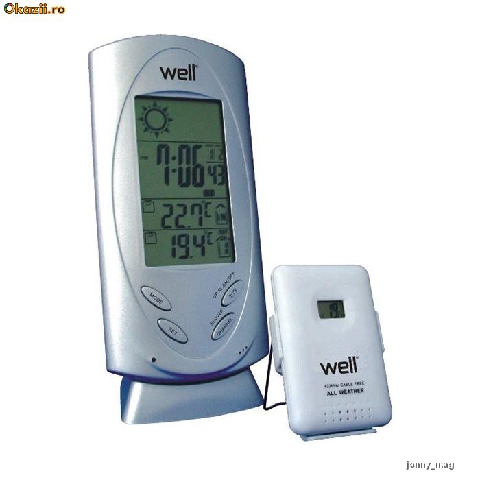 Statie Meteo Wireless cu Ceas,Alarma,Termometru si Masurare Umiditate (Higrometru) foto mare
