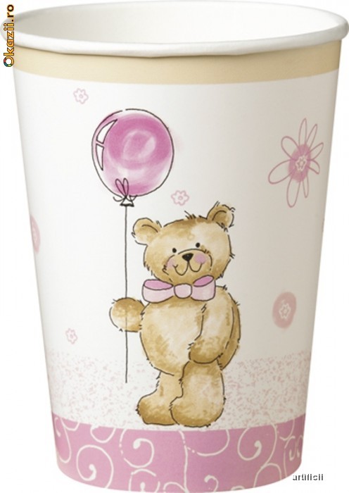 Set de 10 pahare TEDDY BEAR PINK foto mare