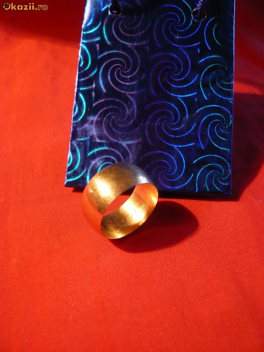 INEL DE AUR - FALS ,marcat 585 (14K) ,d.interior =2 cm ,7,2 g foto mare