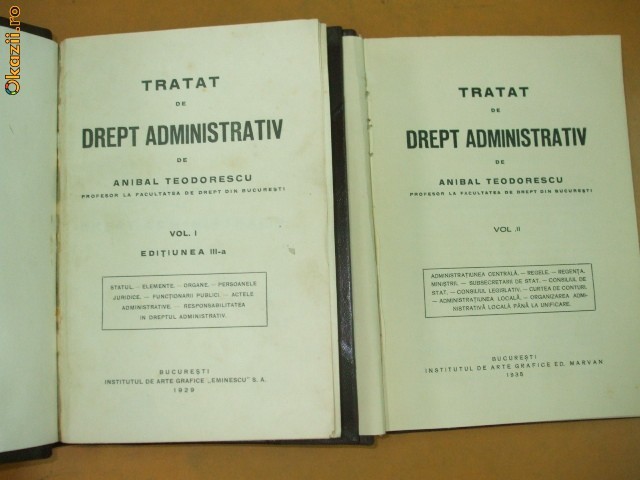 A. Teodorescu Tratat de drept administrativ 2 vol 1929 foto mare