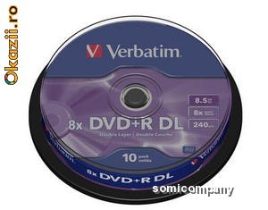 DVD+R DOUBLE LAYER VERBATIM 8x 8,5GB CAKE BOX 10 foto mare