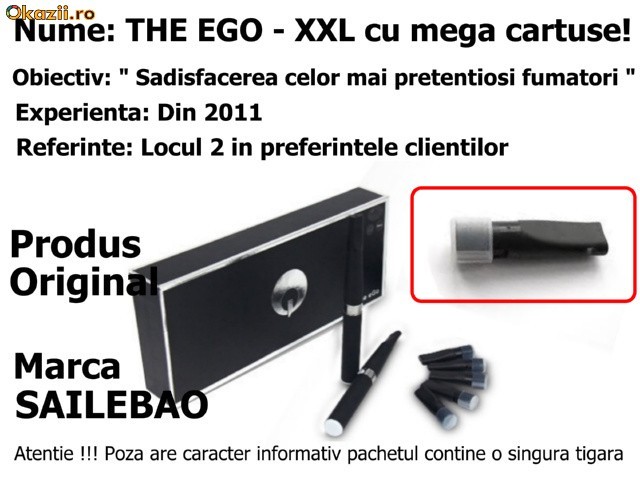Tigara (Tigare) Electronica Kit EGO XXL (bulk)  Acc 1x 1100mAh!! GARANTIE !!! PRET 90 RON Origanala marca Sailebao!!! + 10ml Lichid cadou!! foto mare