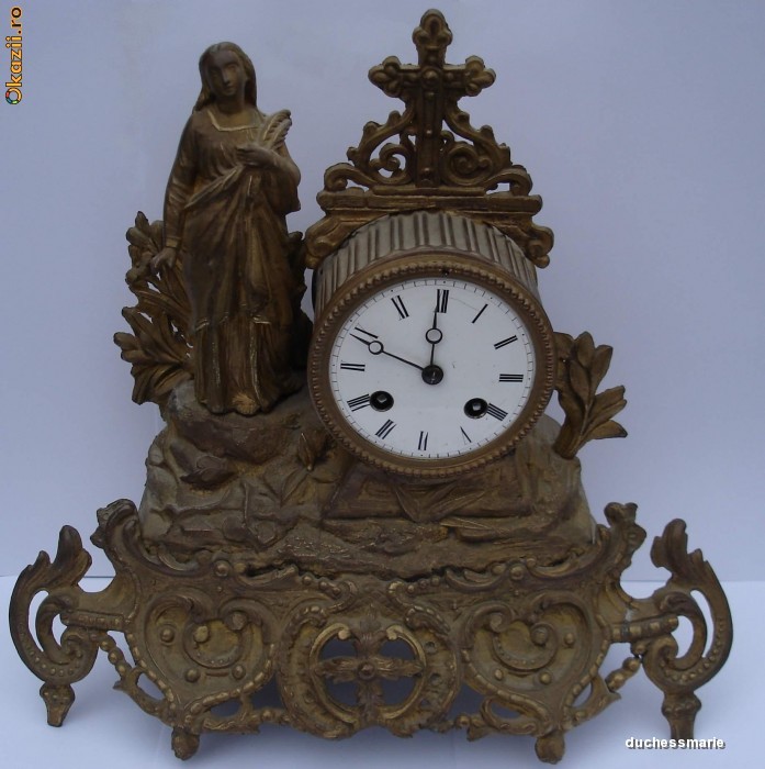 Ceas semineu Japy Freres, bronz, anii 1855 - 1867 foto mare