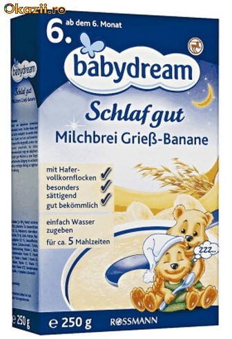 Cereale cu lapte Babydream Banane Somn usor - 250 gr - Germania (produs de Humana) foto mare