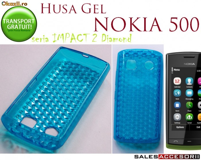 HUSA BLUE GEL - SILICON NOKIA 500 - TRANSPORT GRATUIT foto mare