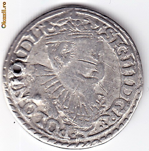 Polonia TRIPLUGROS-TROJAK argint 1597,Sigismund III,moneda din salba foto mare