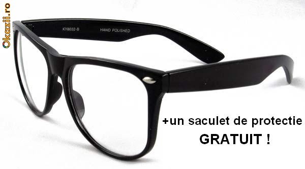 Ochelari Wayfarer 01 NERD , unisex, lentile clare ; BONUS : un saculet pentru protejare ! foto mare