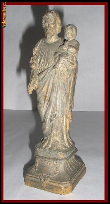 Statueta antimoniu Sfantul Hristofor (purtatorul de Hristos) foto mare