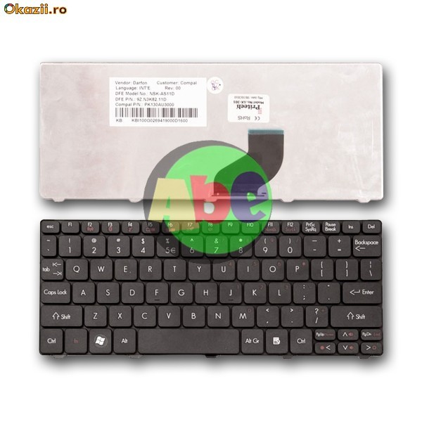 TASTATURA LAPTOP Acer Aspire One D260 533 Keyboard NSK-AS41D 9Z.N3K82.41D foto mare