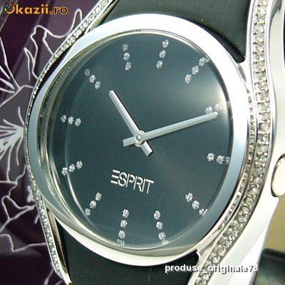 Ceas dama elegant ESPRIT PARIS NIGHT WATCH curea piele, NOU CU ETICHETA in cutie cadou. COMBINATIA PERFECTA de ELEGANTA si RAFINAMENT foto mare