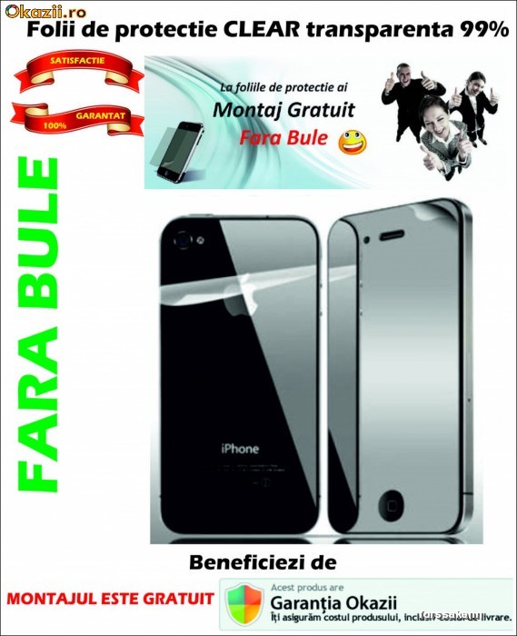 Folie de protectie iPhone 4S Fata Spate MONTAJ GRATUIT foto mare