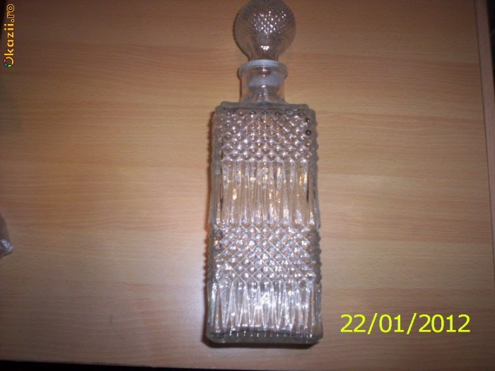 Sticla pentru bauturi cu dop, cu model in relief, 1000 ml foto mare