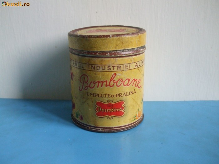 Cutie vintage din tabla pentru bomboane foto mare