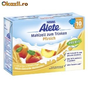 mancare bebelasi,  Nestl&eacute; Alete Mahlzeit zum Trinken PIERSICA de la 10 luni  cereale, iaurt, lapte, piure fructe, Nestle TRANSPORT GRATUIT foto mare