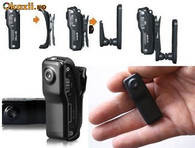 MINI CAMERA VIDEO SPY MD80 SLOT CARD TF ACTIVARE LA SUNET foto mare