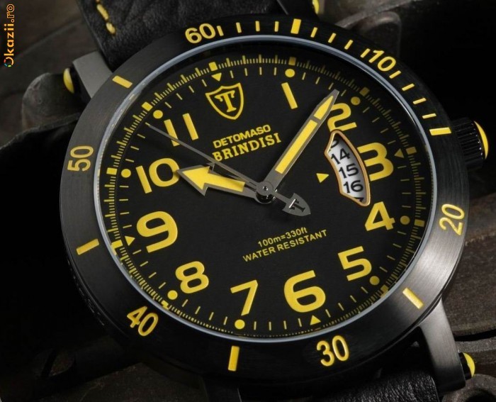 Ceas sport DETOMASO BRINDISI Yellow , data , 10 ATM foto mare