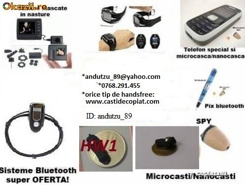 OFERTA! Vindem casti cu microvibratii pe timpan, microcasti pentru copiat, handsfree-uri telefoane fara fir invizibile,sisteme de copiat foto mare