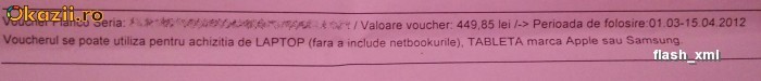 Vand voucher Flanco Valoare 449.85 lei ( laptop,tablete Apple sau Samsung ) doar pentru Bucuresti pentru ca vom merge impreuna la cumparaturi......... foto mare