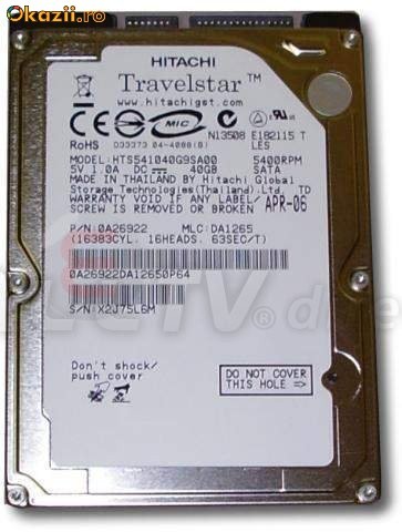 40 GB Hard Disk 2.5 SATA 5400rpm,laptop foto mare