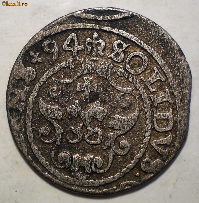 E.069 POLONIA LITUANIA SIGISMUND III SOLIDUS 1594 ARGINT foto mare