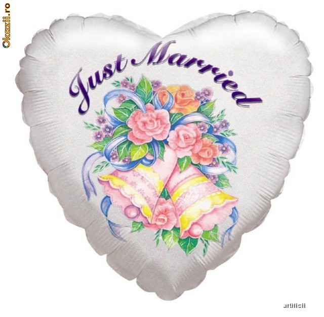 Balon folie metalizata JUST MARRIED ROSES foto mare