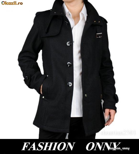 Palton brabtesc casual B108 Negru foto mare