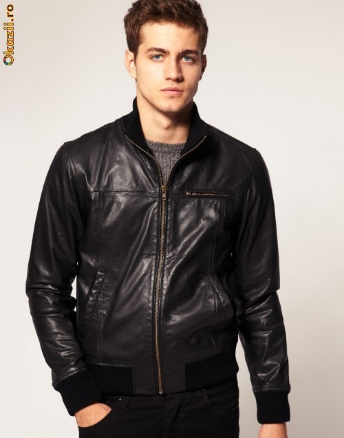 Geaca barbati Selected Goose Leather Jacket - piele naturala [Cod: OSB001] foto mare