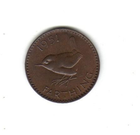 bnk mnd marea britanie farthing 1951 xf , pasare foto mare